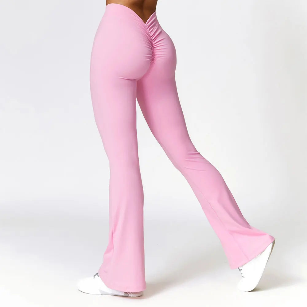 V-Hip Flare Yoga Pants - High-Waist Wide-Leg Leggings