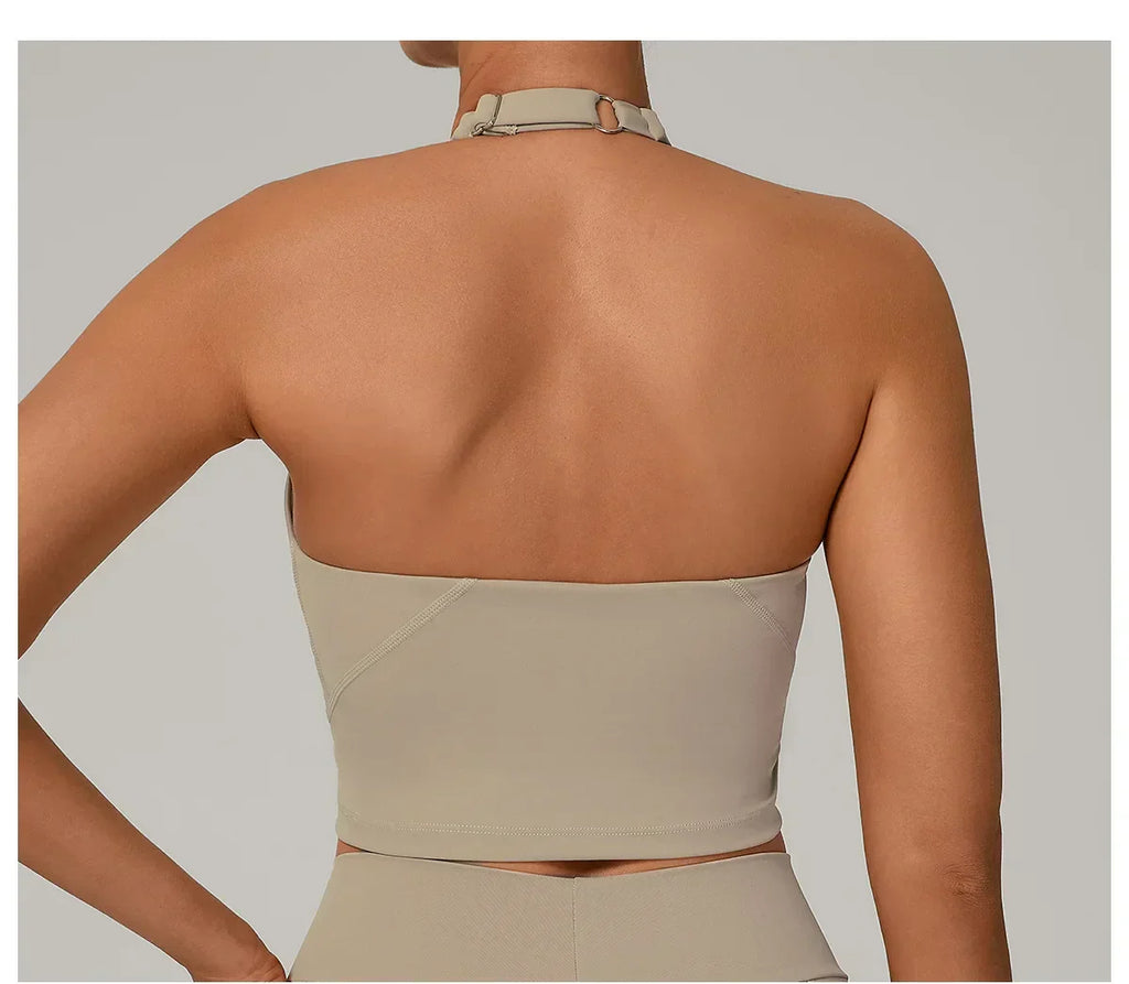 Halter High-Support Sports Bra - Open-Back Push-Up
