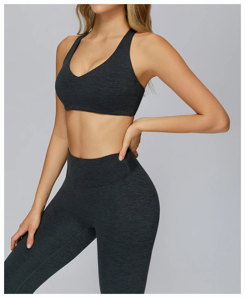 V-Neck Sports Bra with Removable Pads - Quick-Dry Push-Up