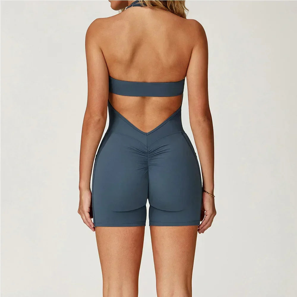 Quick-Dry Push-Up Jumpsuit - Women's Yoga & Gym Bodysuit