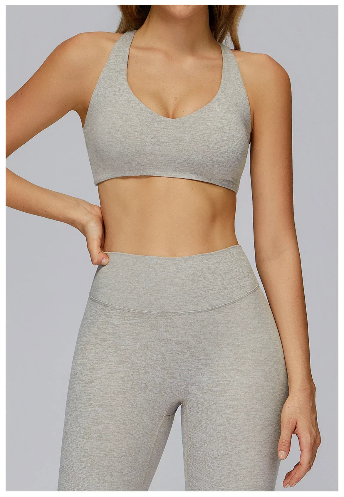 V-Neck Sports Bra with Removable Pads - Quick-Dry Push-Up