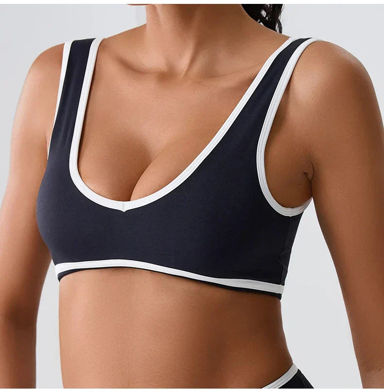 Patchwork Push-Up Sports Bra - Breathable Tank Crop Top