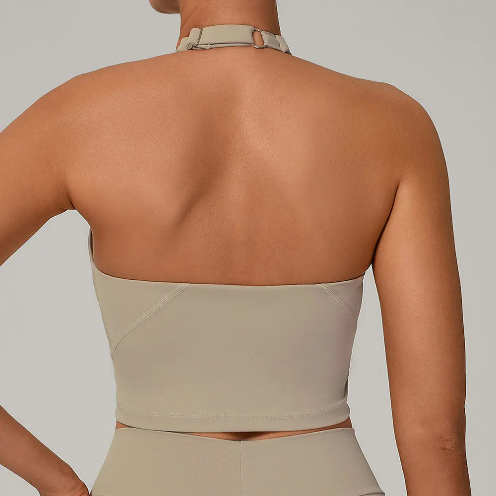 Halter High-Support Sports Bra - Open-Back Push-Up