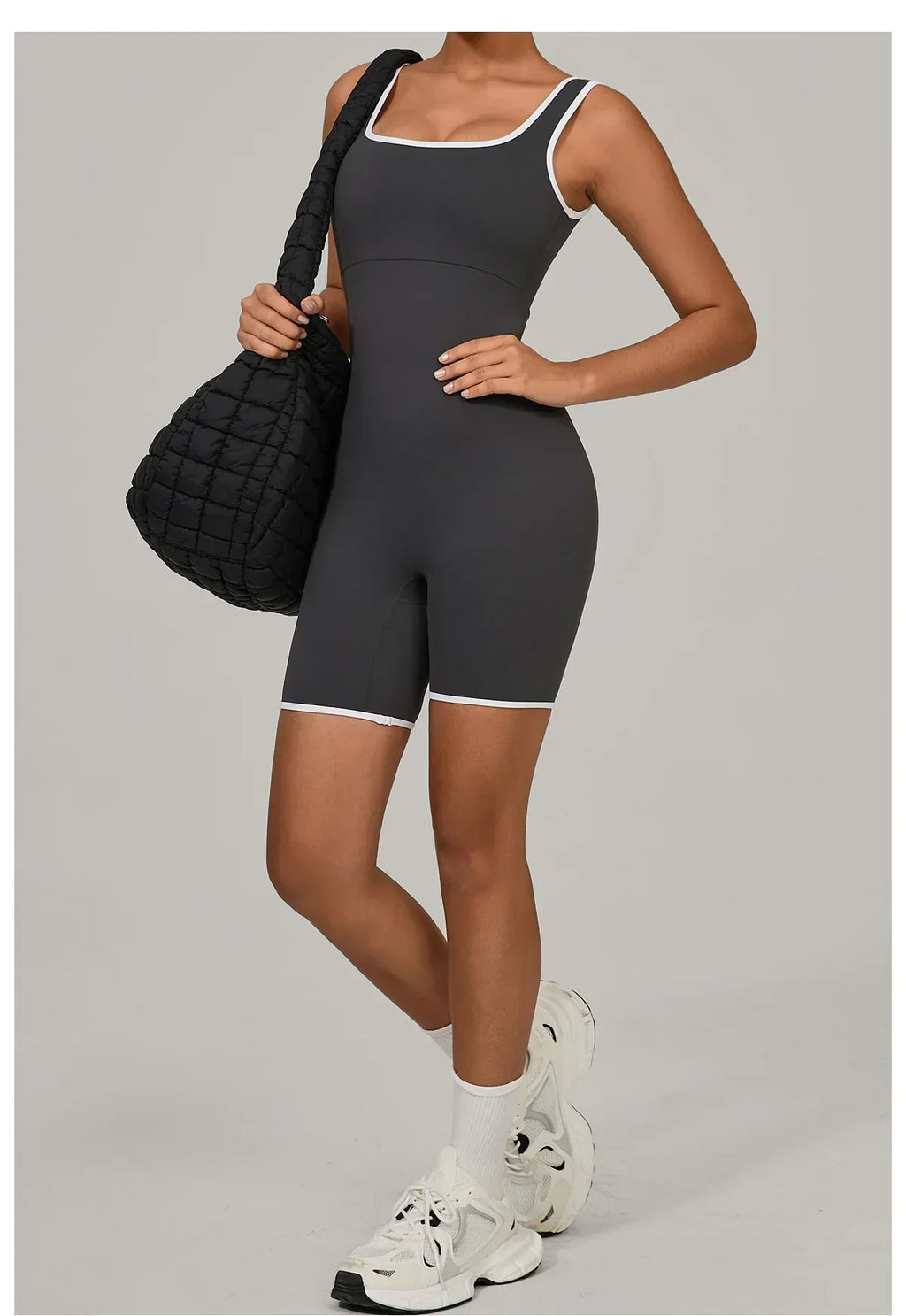 Color-Block Sleeveless Romper - Women's Quick-Dry Yoga Jumpsuit