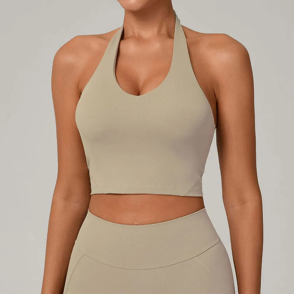 Halter High-Support Sports Bra - Open-Back Push-Up