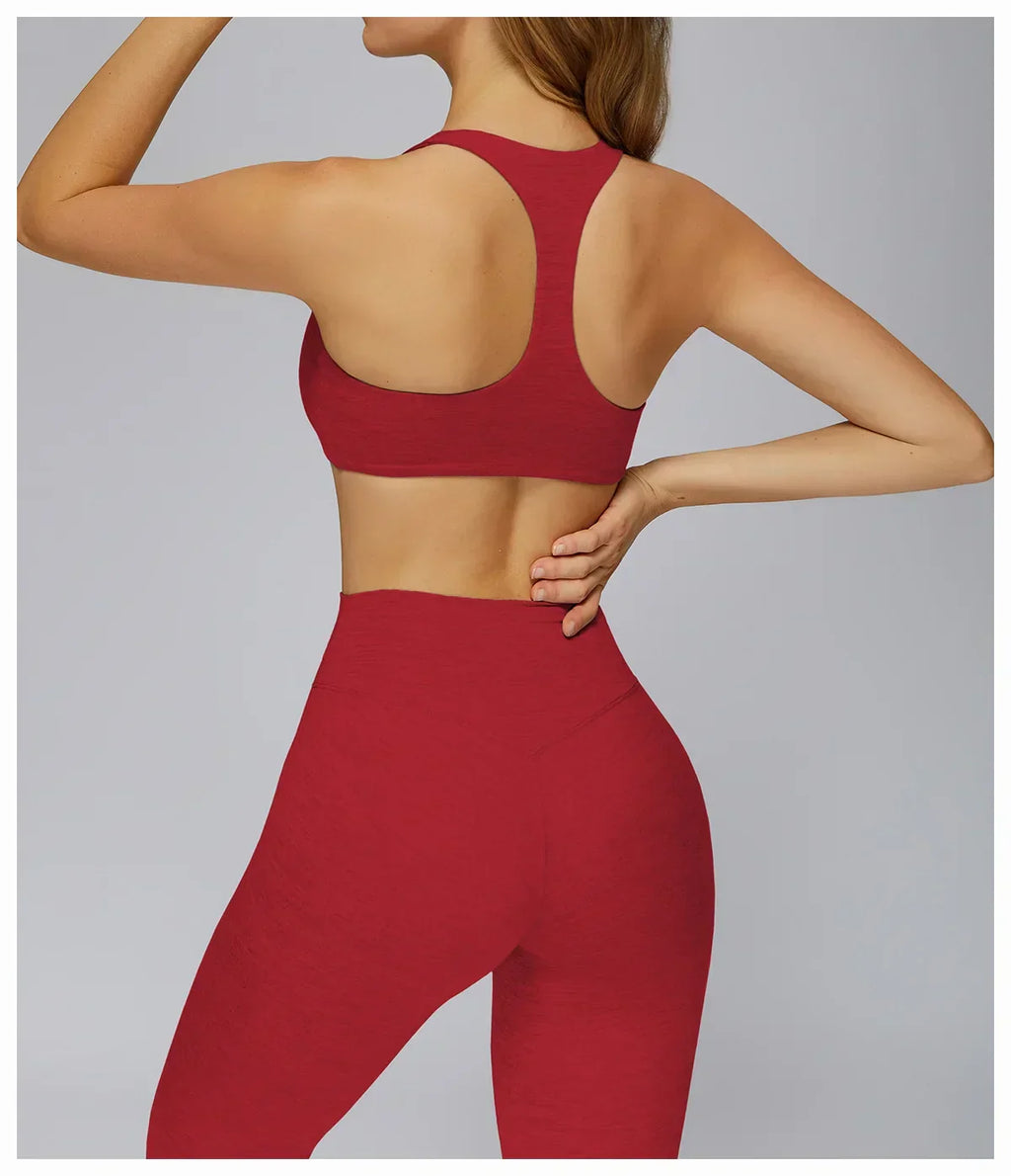 V-Neck Sports Bra with Removable Pads - Quick-Dry Push-Up