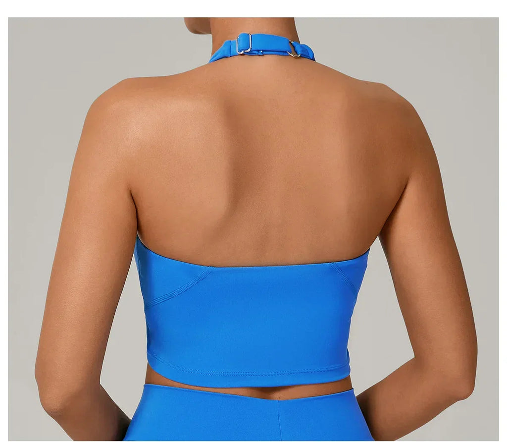 Halter High-Support Sports Bra - Open-Back Push-Up