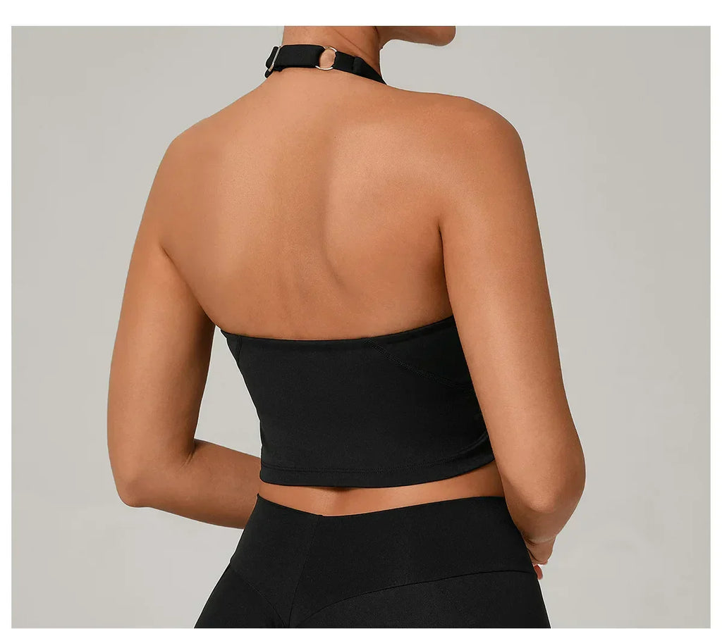 Halter High-Support Sports Bra - Open-Back Push-Up