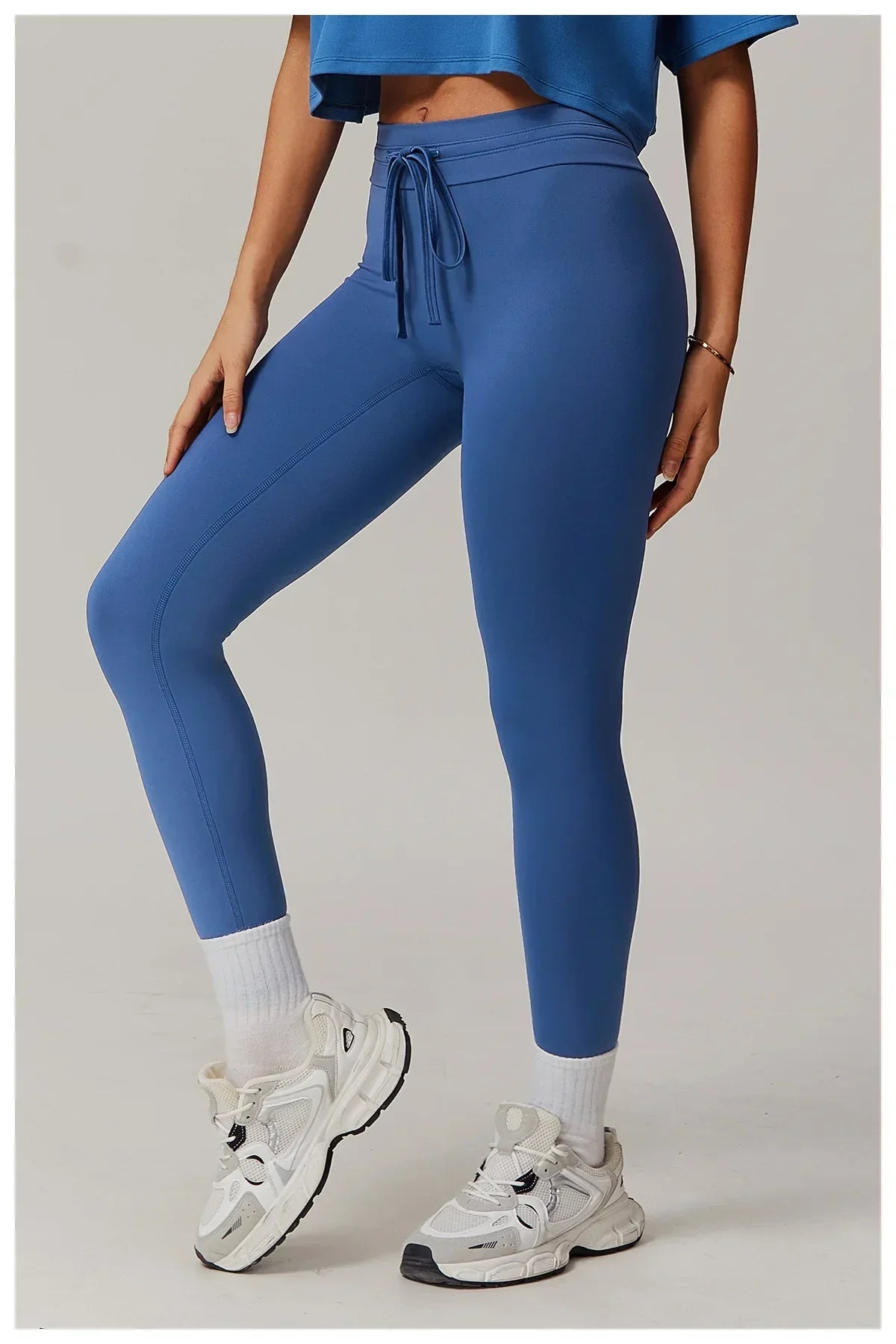 High-Waist Strap Leggings - Push-Up Stretch Gym Tights