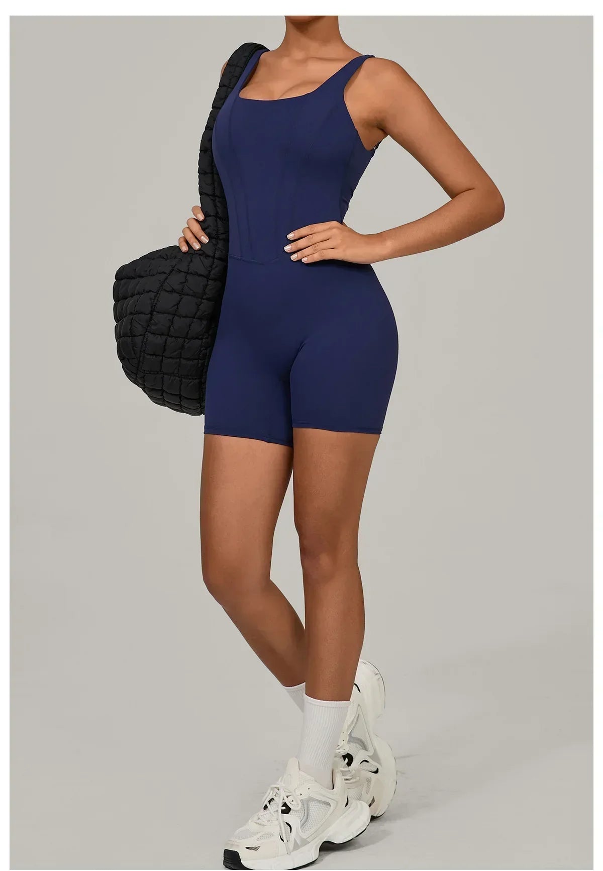 Backless Bodycon Romper - Women's Push-Up Workout Jumpsuit