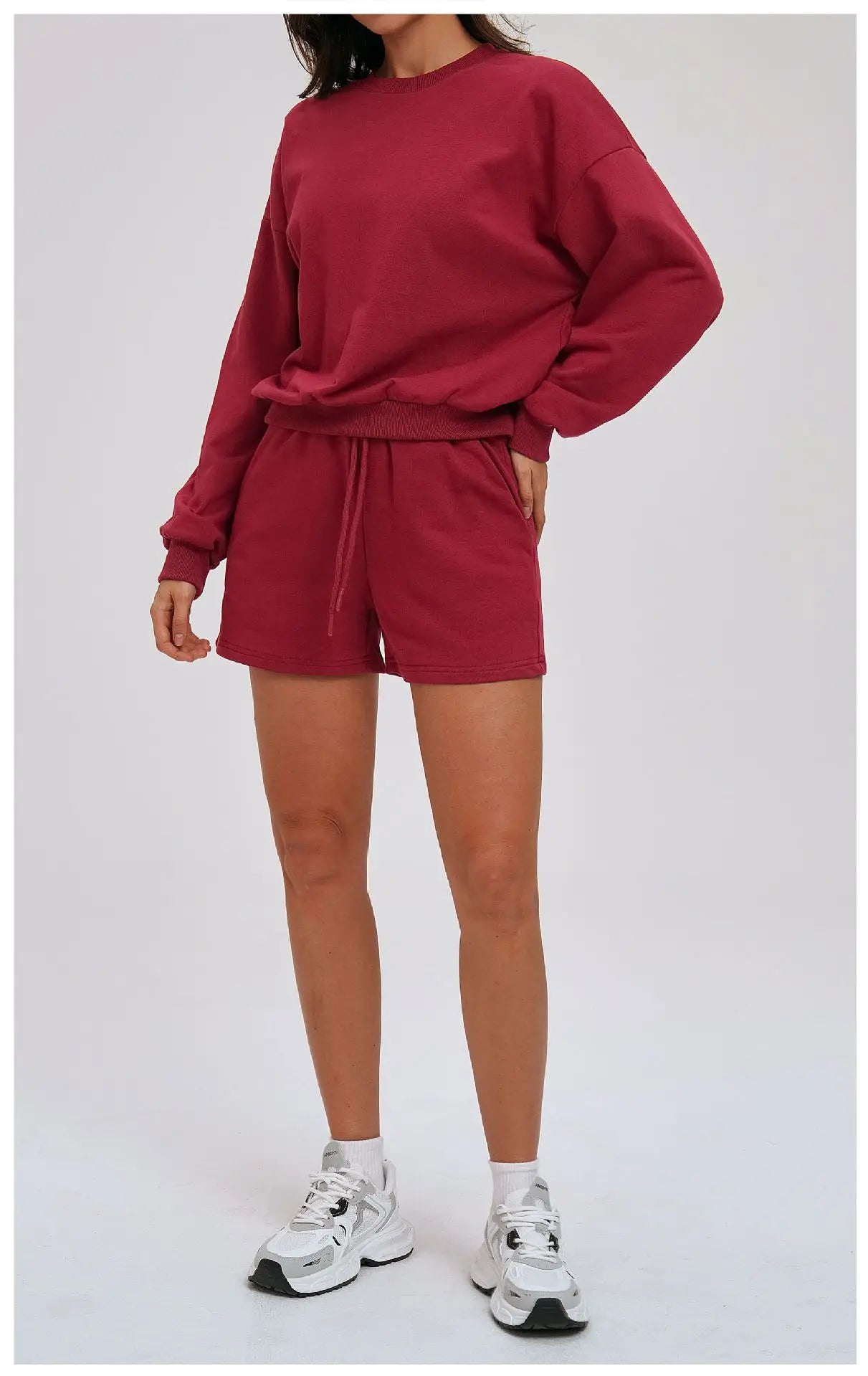 2-Piece Hoodie & Shorts Set - Women's Winter Sportswear