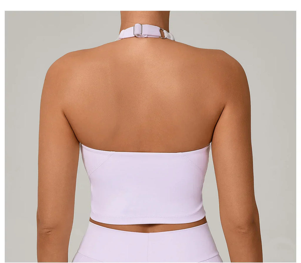 Halter High-Support Sports Bra - Open-Back Push-Up