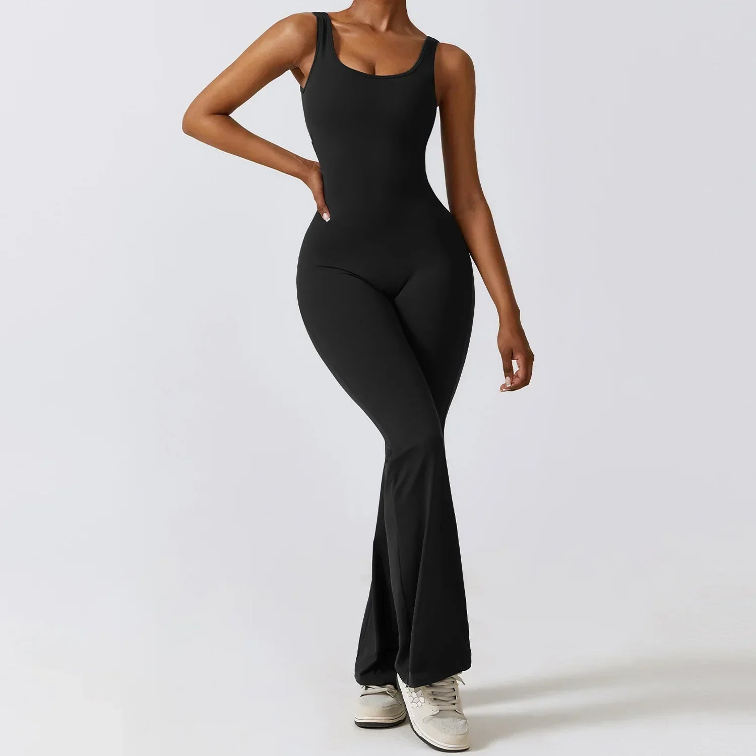 One-Piece Stretch Bodysuit - Women's Push-Up Workout Jumpsuit