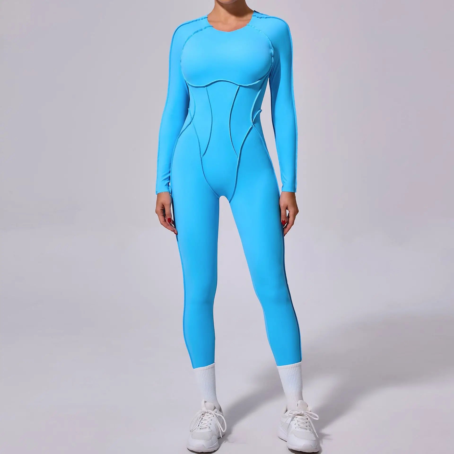 Long Sleeve Overalls Romper - Women's Running & Gym Jumpsuit