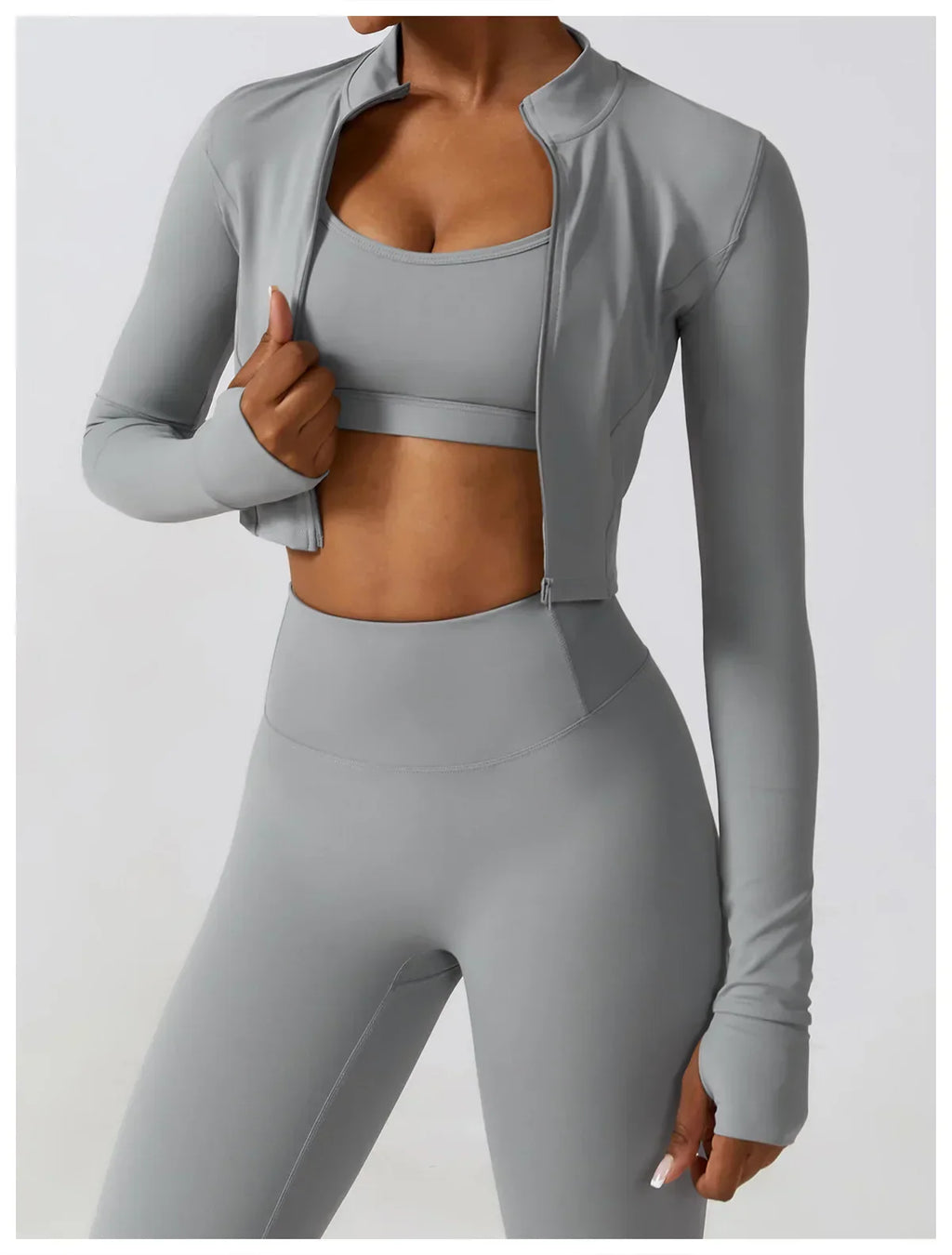 2/3-Piece Activewear Set - Leggings, Bra & Long Sleeve Top
