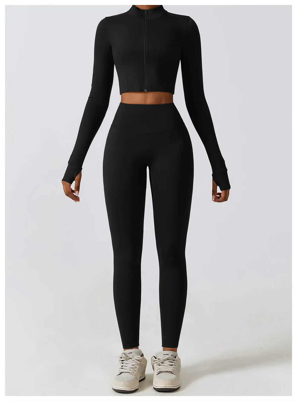 2/3-Piece Activewear Set - Leggings, Bra & Long Sleeve Top