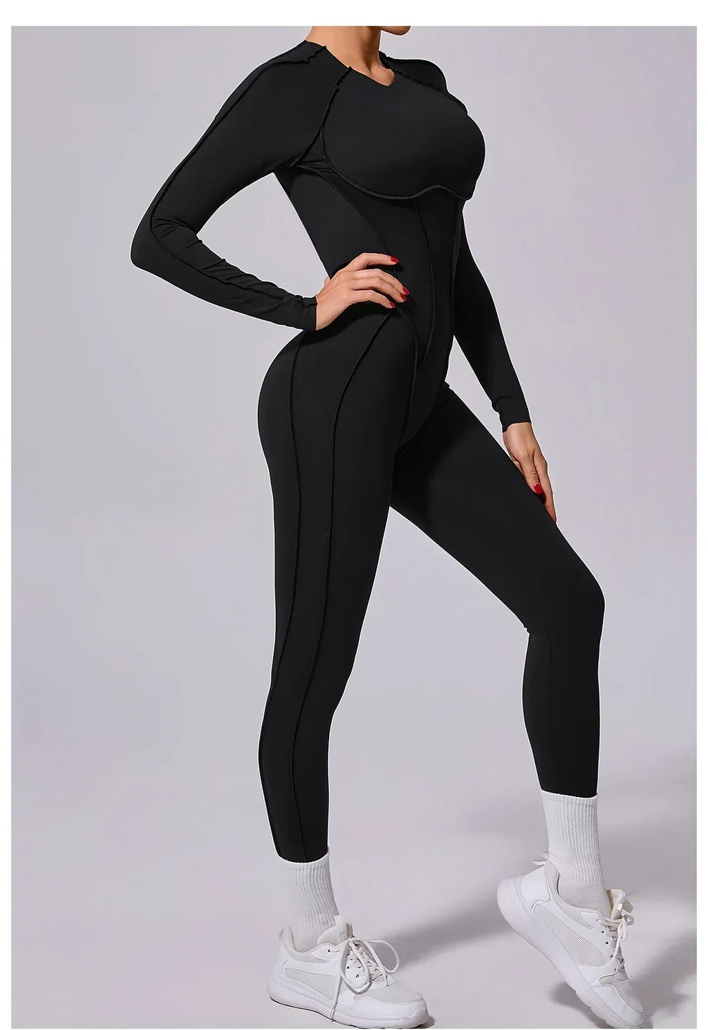 Long Sleeve Overalls Romper - Women's Running & Gym Jumpsuit