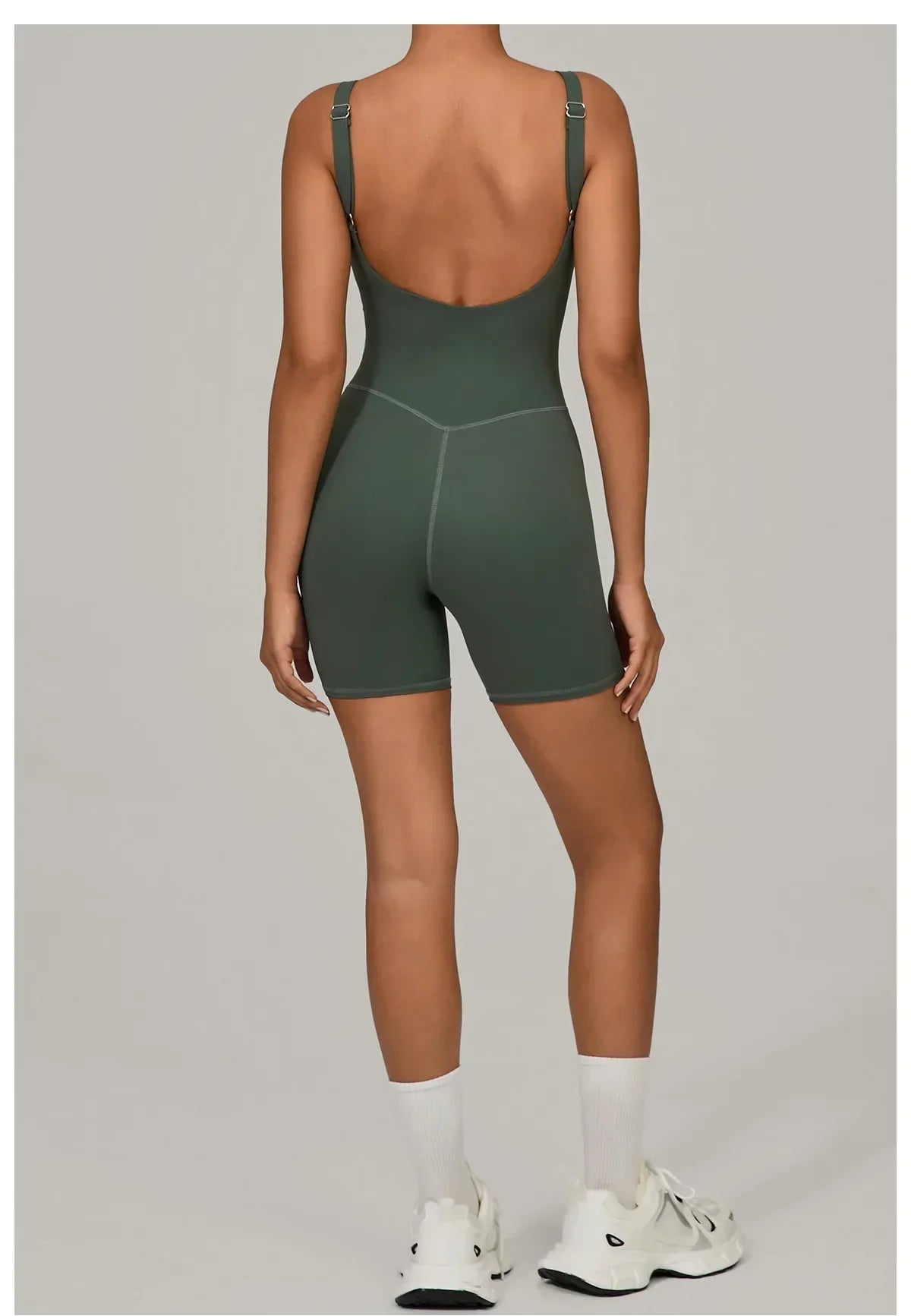 Backless Bodycon Romper - Women's Push-Up Workout Jumpsuit