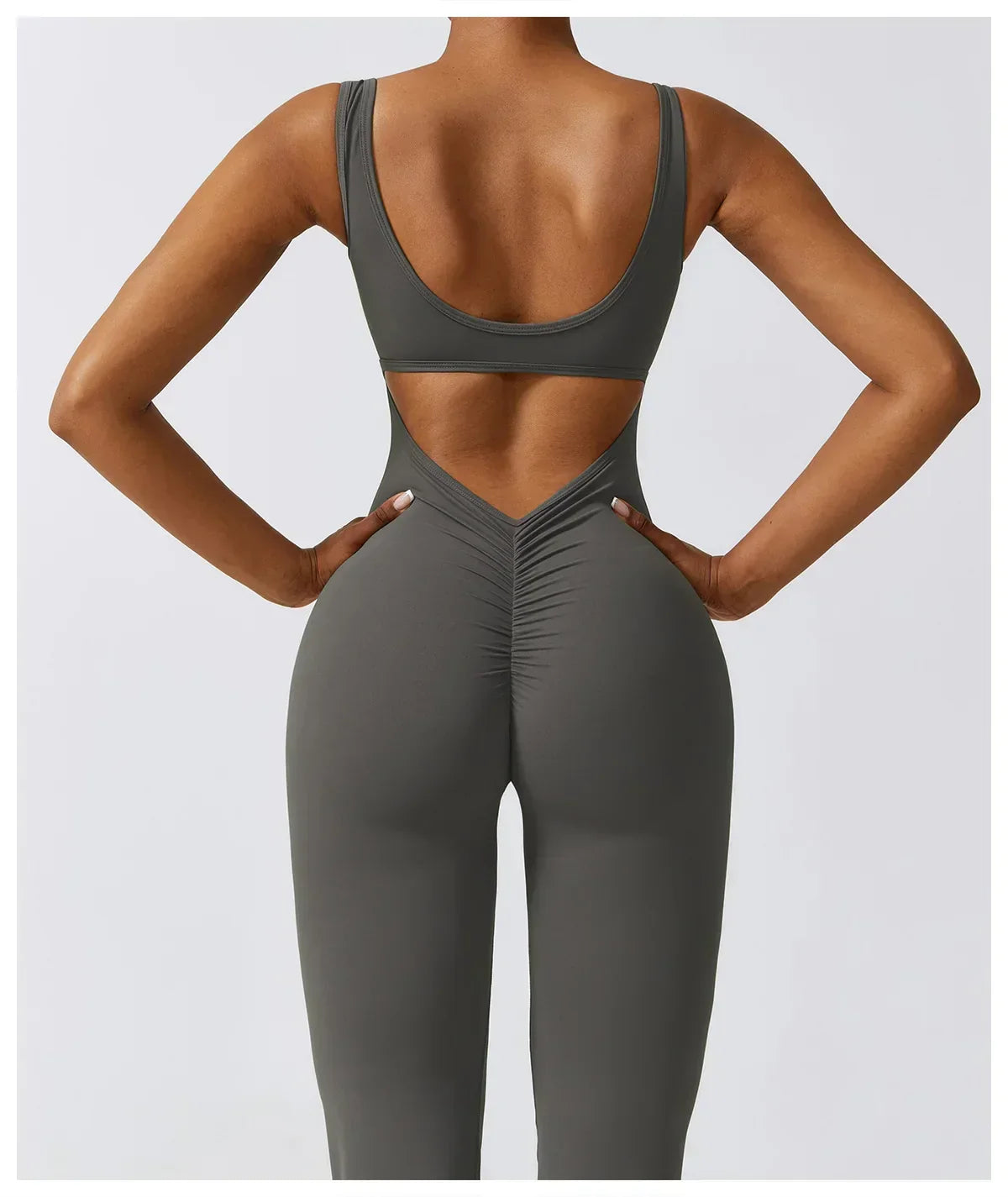 One-Piece Stretch Bodysuit - Women's Push-Up Workout Jumpsuit