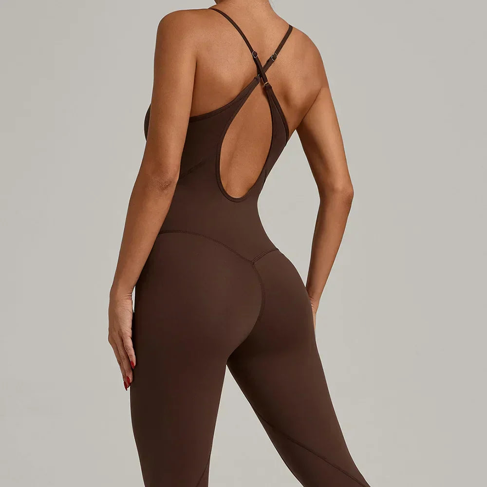 Scrunch Backless Romper - Women's One-Piece Yoga Jumpsuit