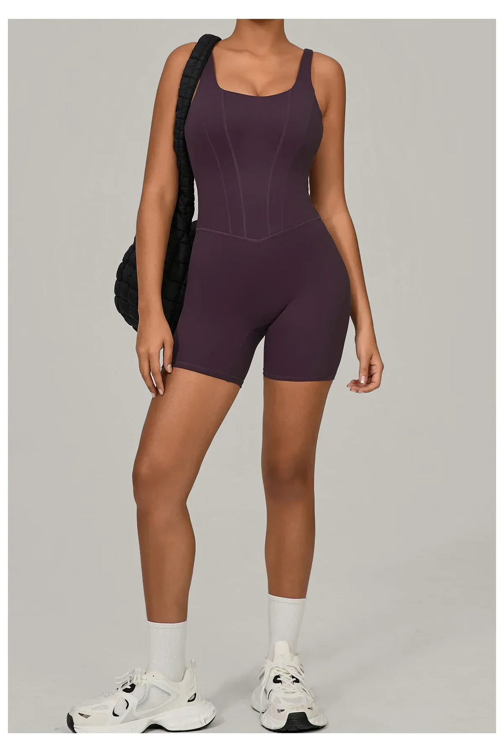 Backless Bodycon Romper - Women's Push-Up Workout Jumpsuit