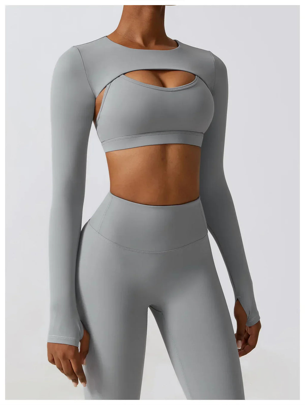 2/3-Piece Activewear Set - Leggings, Bra & Long Sleeve Top