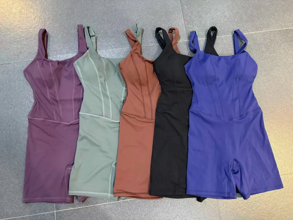 Backless Bodycon Romper - Women's Push-Up Workout Jumpsuit