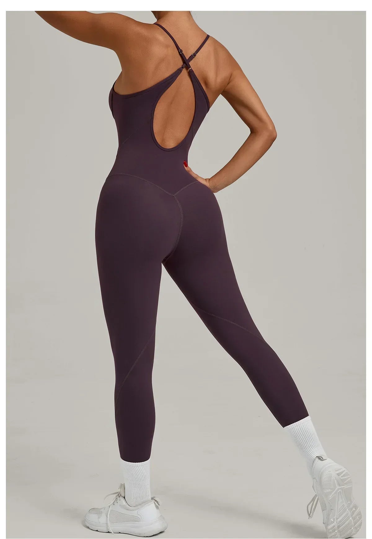 Scrunch Backless Romper - Women's One-Piece Yoga Jumpsuit