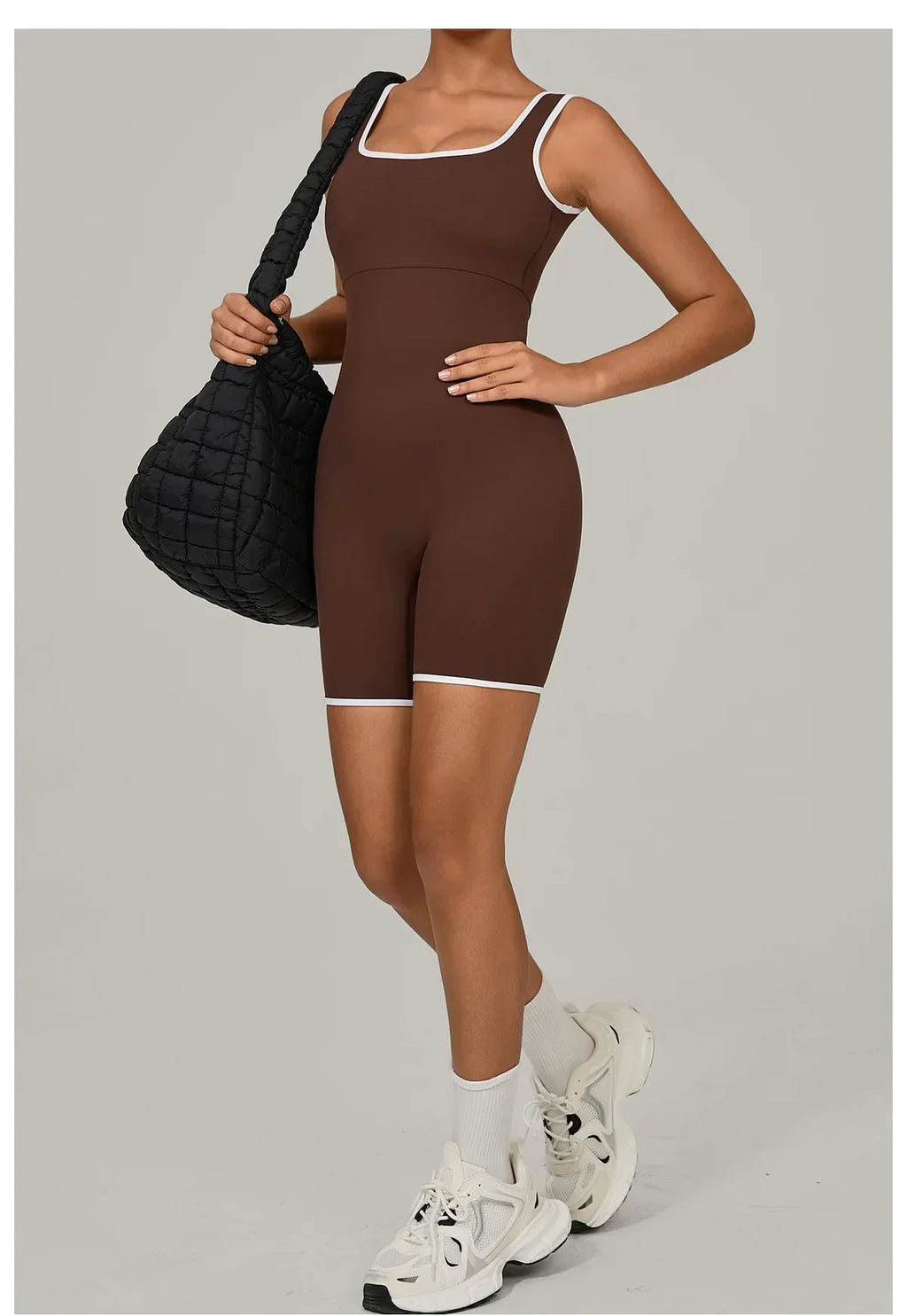 Color-Block Sleeveless Romper - Women's Quick-Dry Yoga Jumpsuit