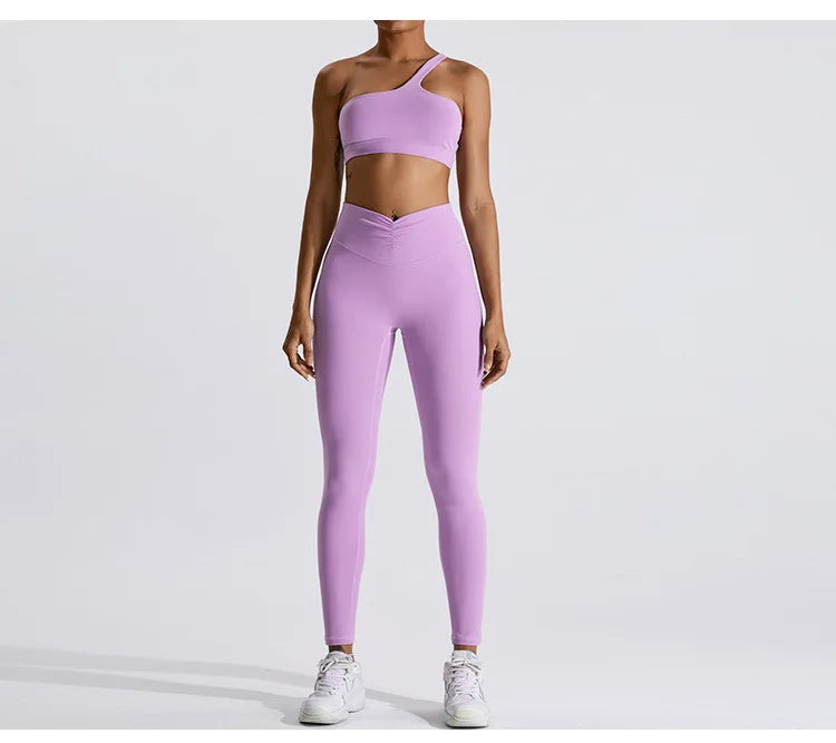 One-Shoulder Sports Bra - Women's High-Support Yoga Vest