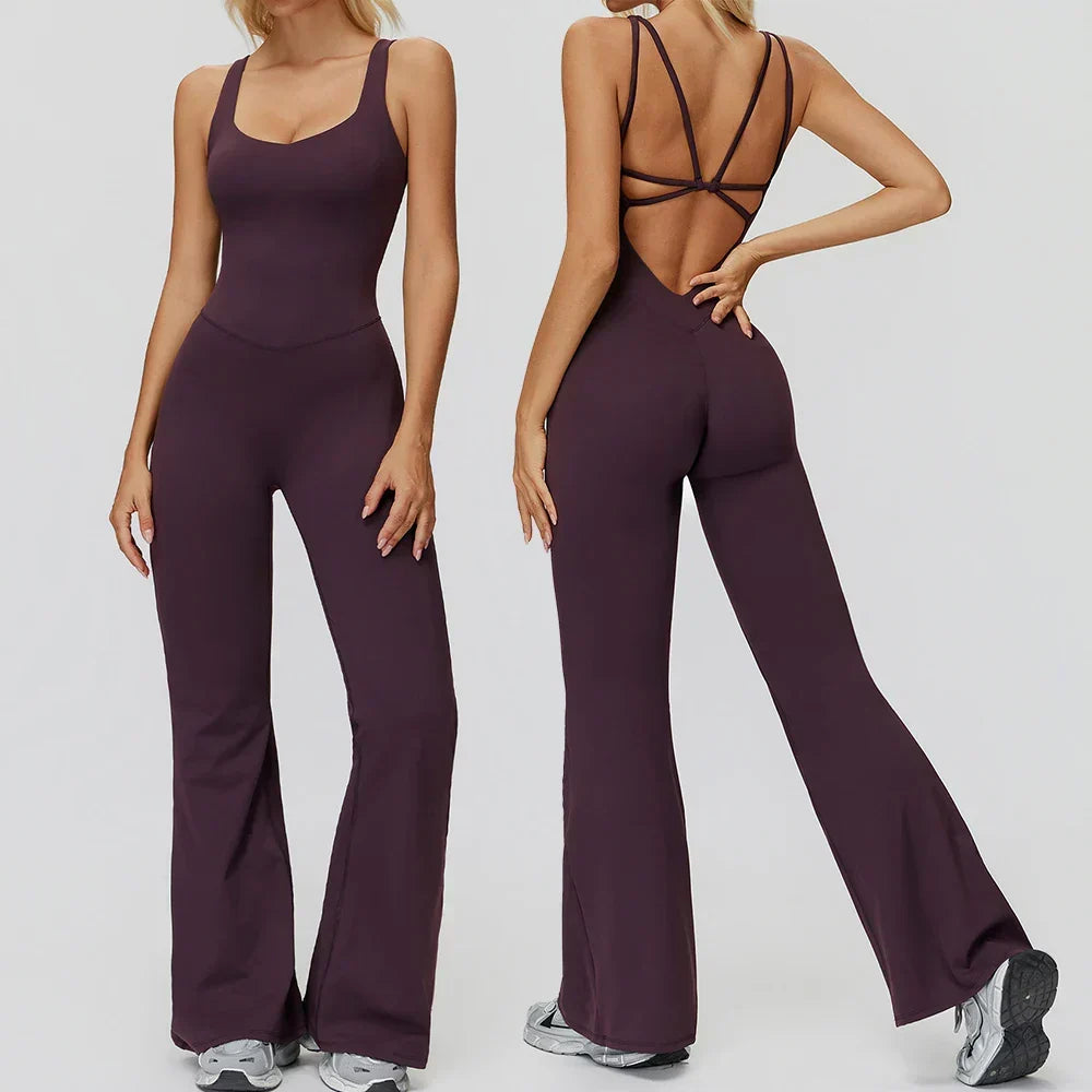 Stretch Push-Up Romper - Women's Yoga & Gym Tracksuit Set