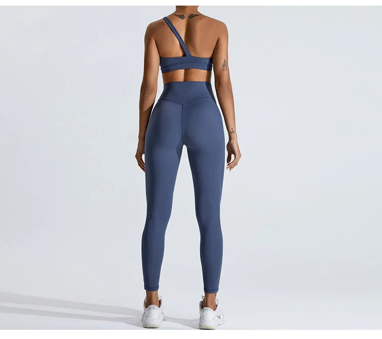One-Shoulder Sports Bra - Women's High-Support Yoga Vest