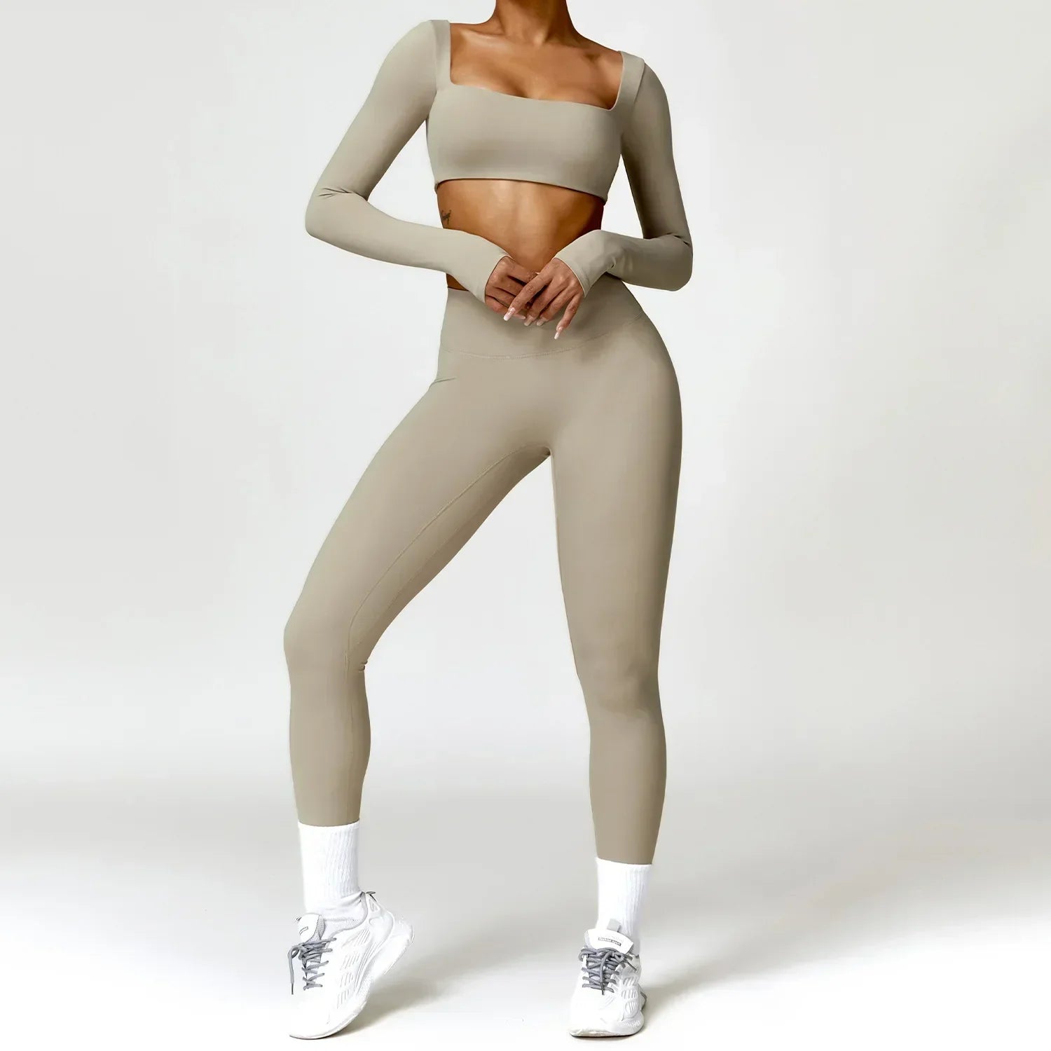 2-Piece Legging & Long Sleeve Set - Women's Yoga Tracksuit