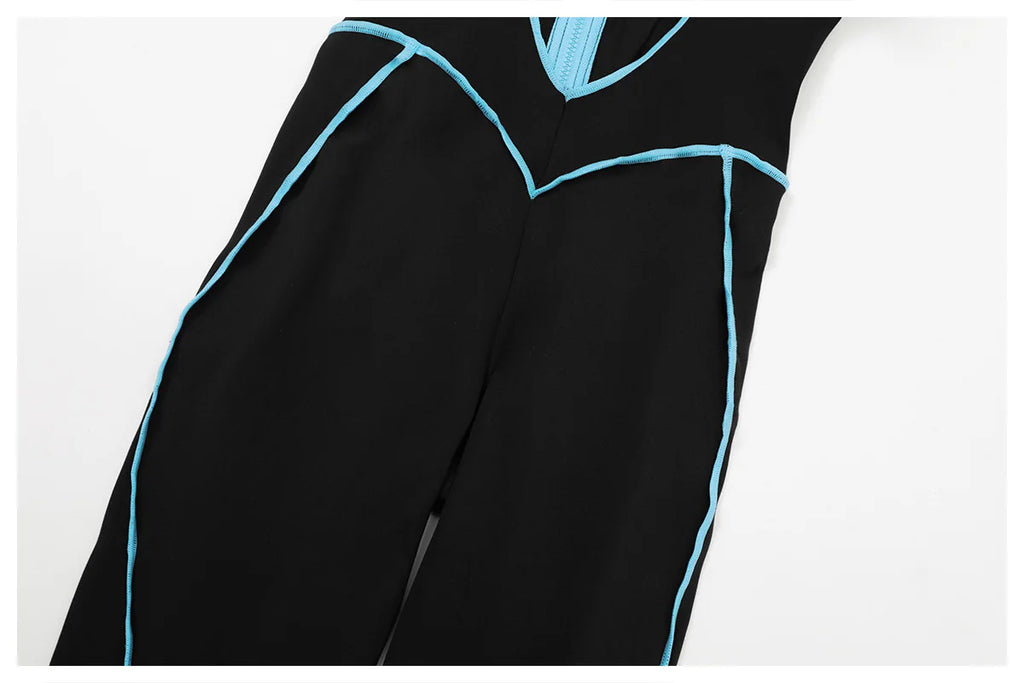 Zip-Up Short Sleeve Romper - Women's Push-Up Gym Jumpsuit