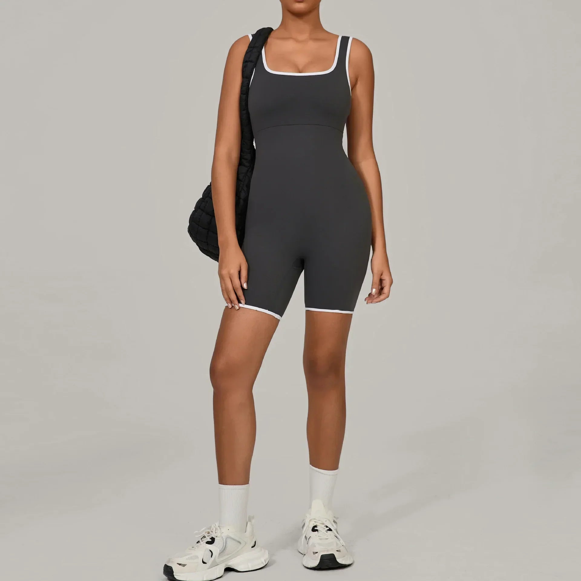 Color-Block Sleeveless Romper - Women's Quick-Dry Yoga Jumpsuit