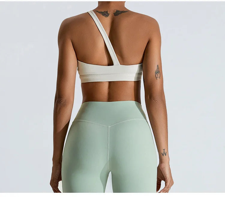 One-Shoulder Sports Bra - Women's High-Support Yoga Vest