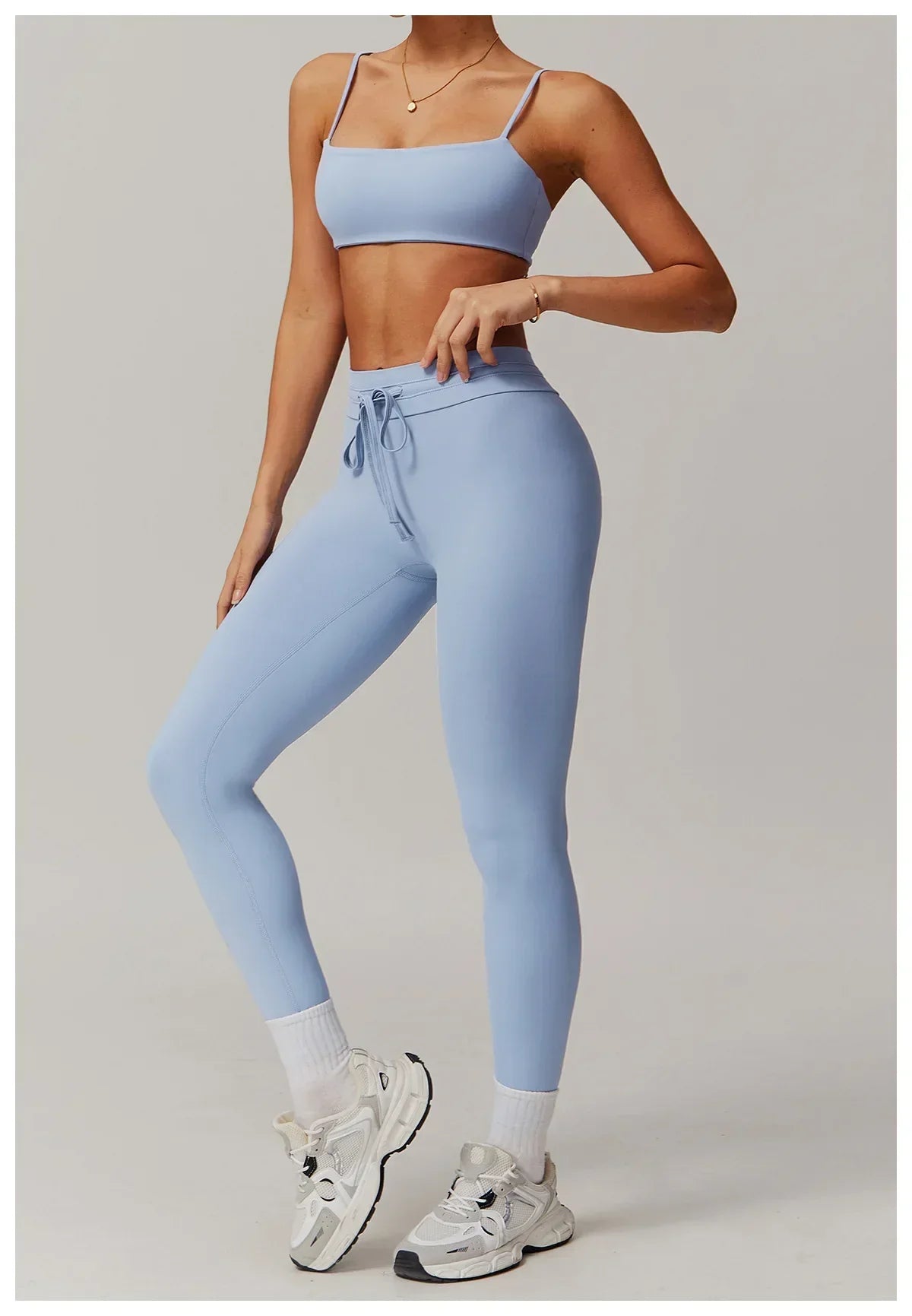 High-Waist Strap Leggings - Push-Up Stretch Gym Tights