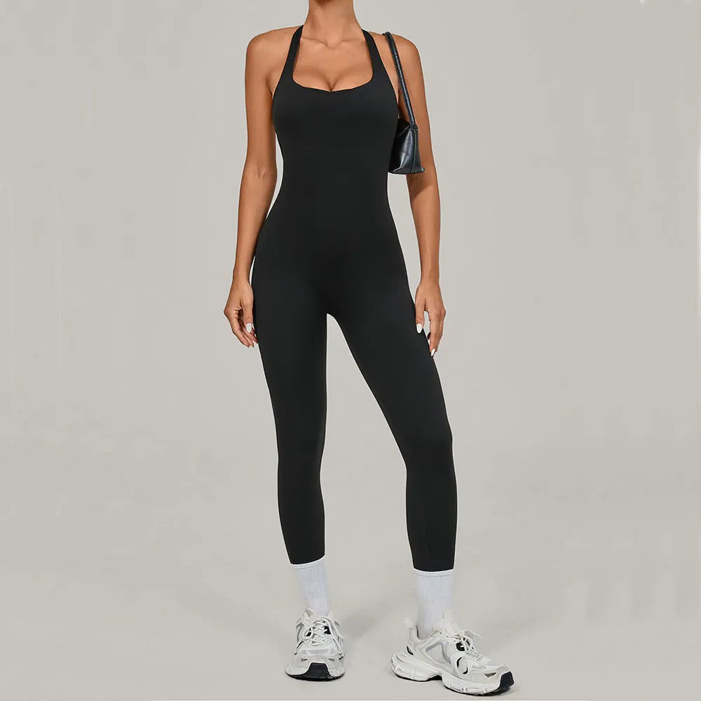 Push-Up Yoga Overalls - Women's Fitness Jumpsuit Set