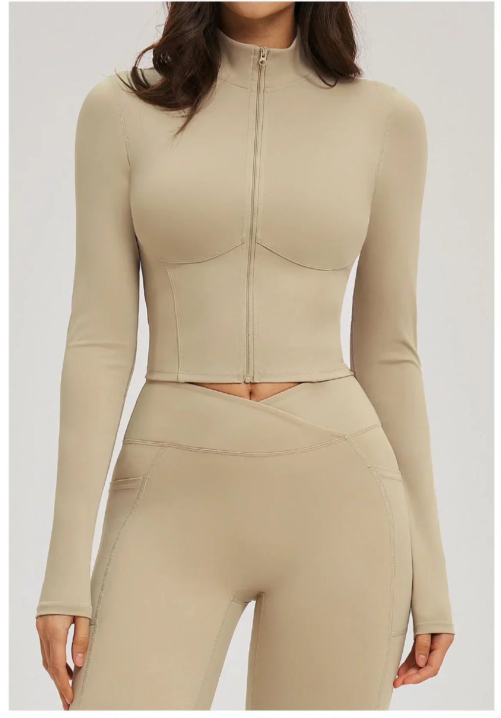 Zip-Up Crop Jacket - Women's Quick-Dry Yoga & Running Top
