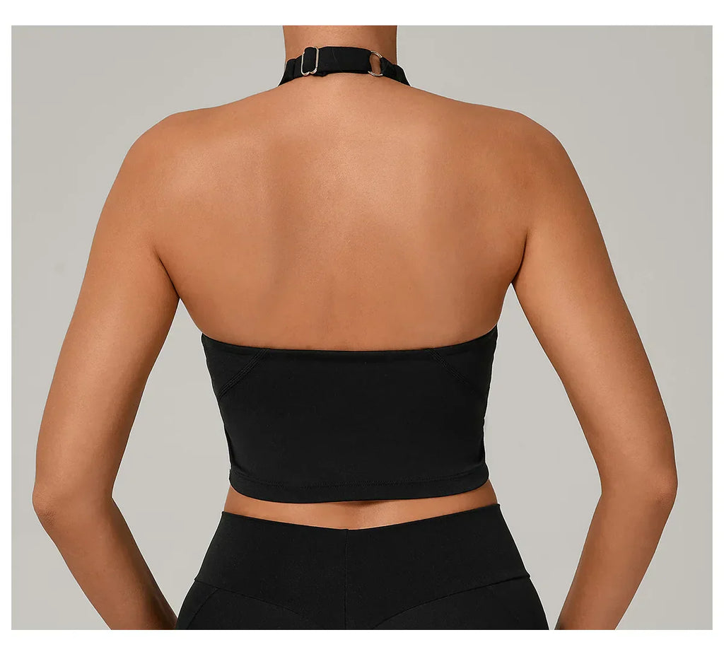 Halter High-Support Sports Bra - Open-Back Push-Up