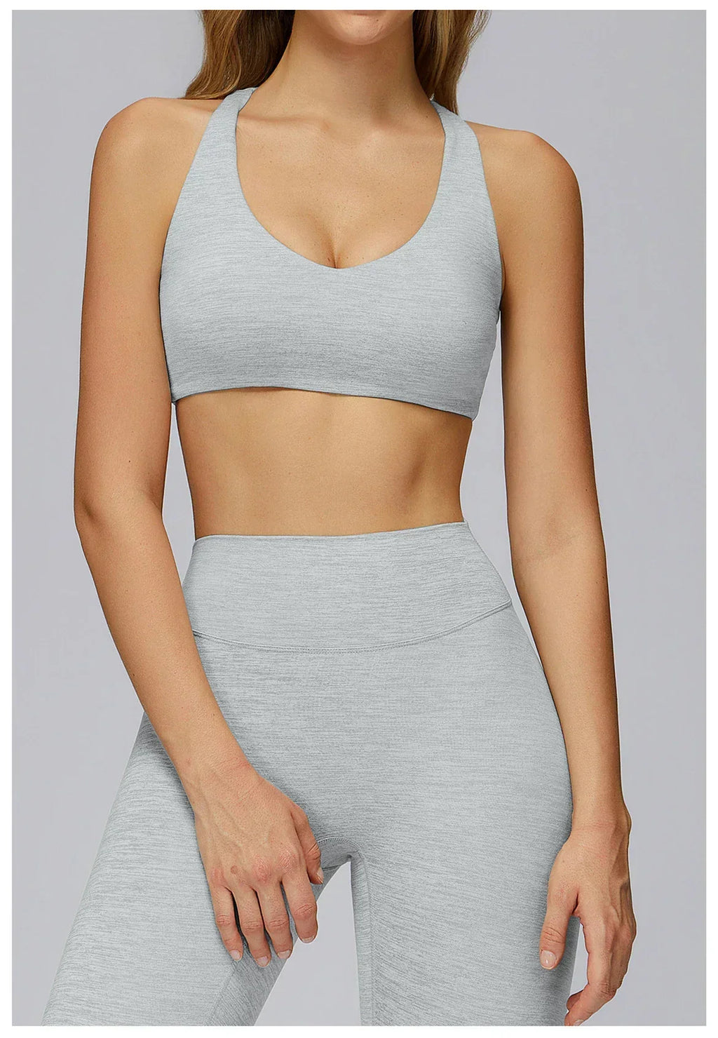 V-Neck Sports Bra with Removable Pads - Quick-Dry Push-Up