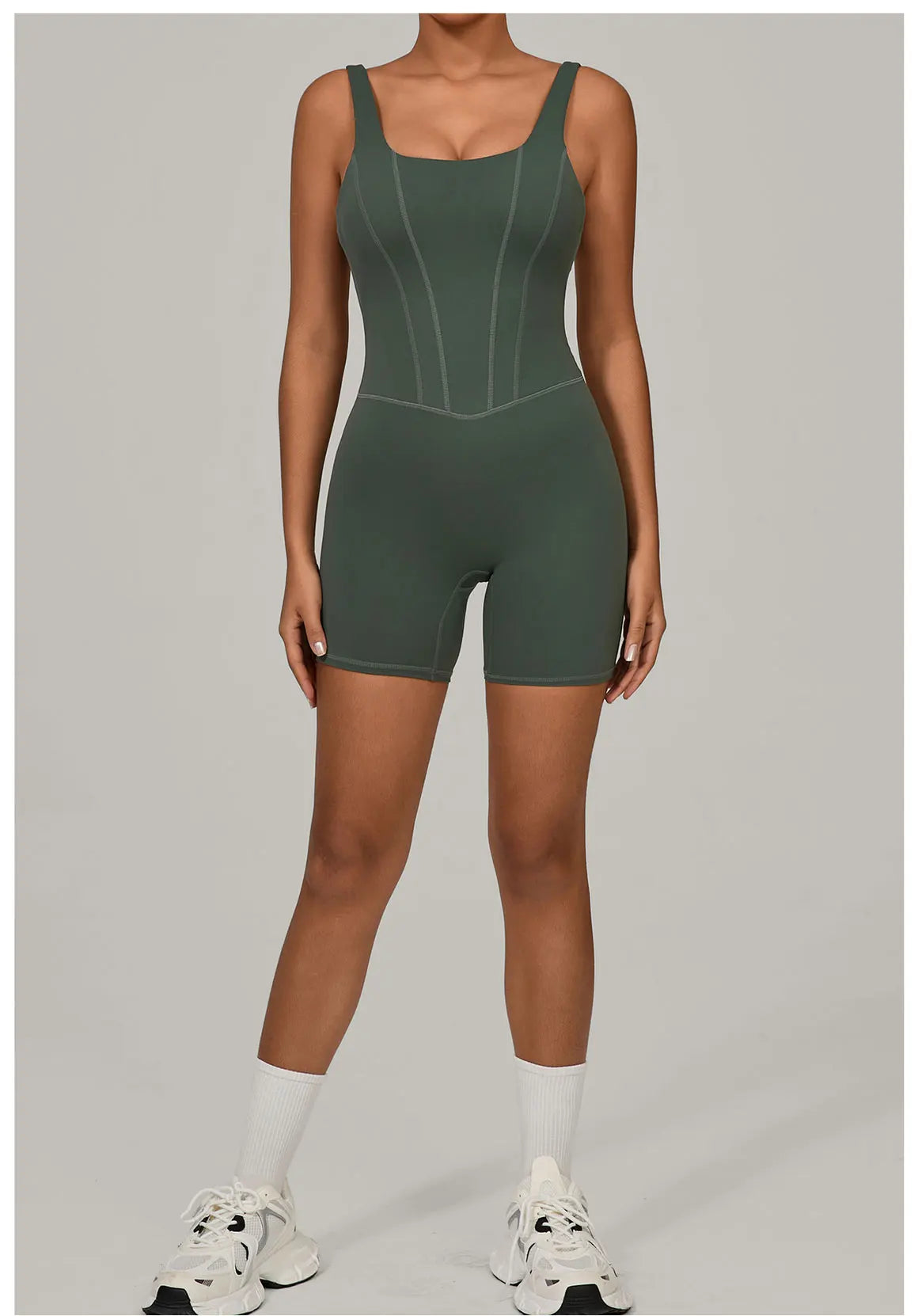 Backless Bodycon Romper - Women's Push-Up Workout Jumpsuit