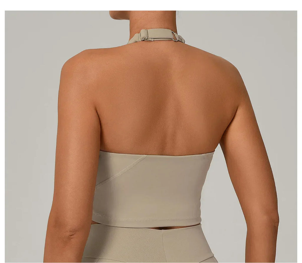 Halter High-Support Sports Bra - Open-Back Push-Up