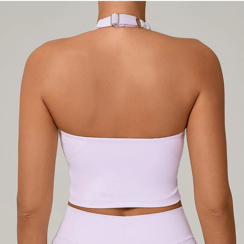 Halter High-Support Sports Bra - Open-Back Push-Up