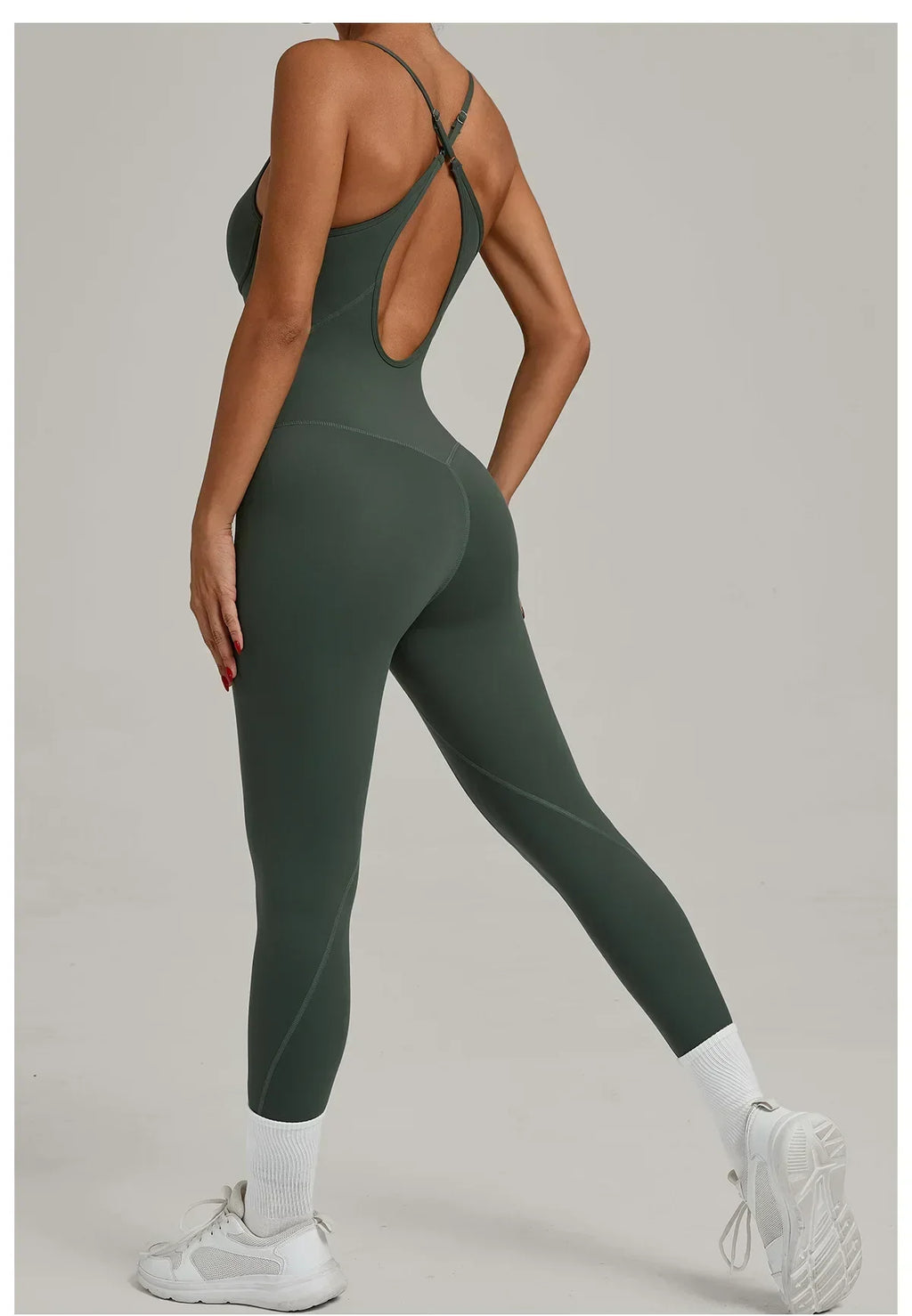 Scrunch Backless Romper - Women's One-Piece Yoga Jumpsuit