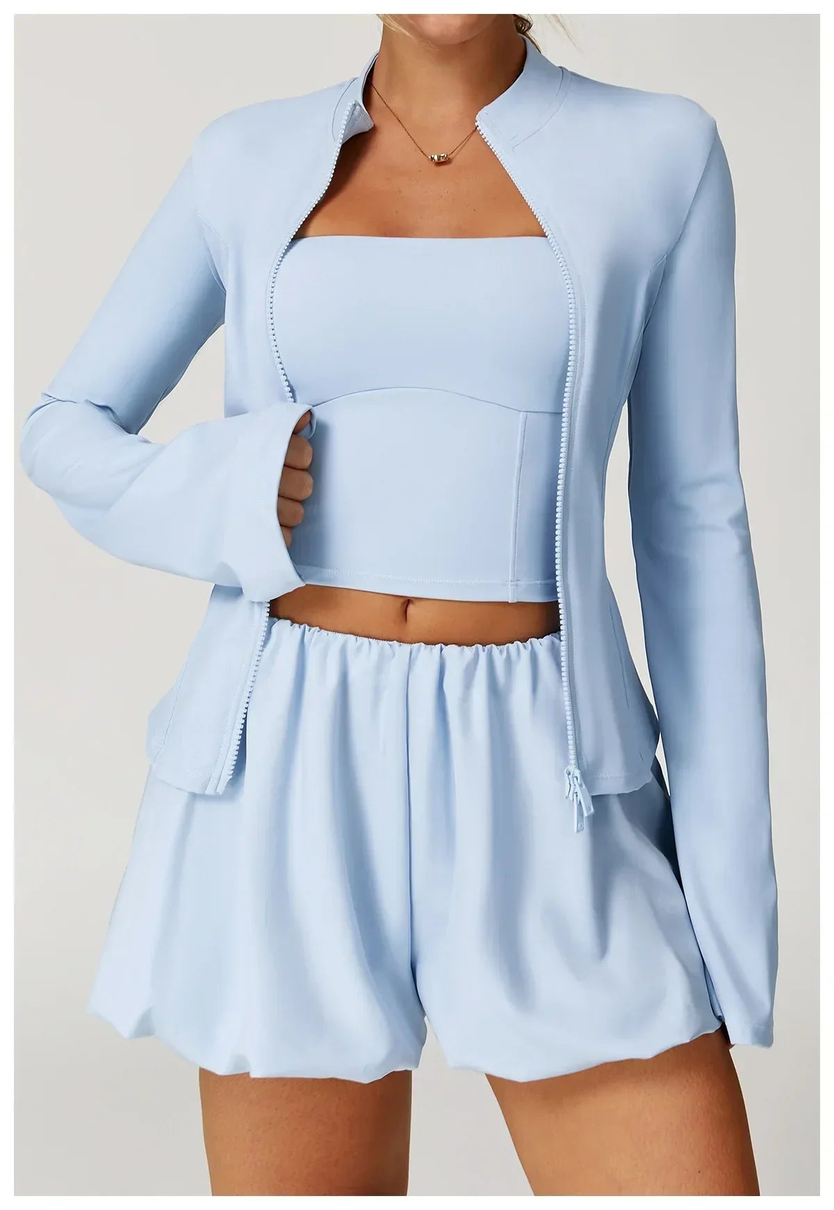 2/3-Piece Yoga Set - Jacket, Bra & Shorts Tracksuit