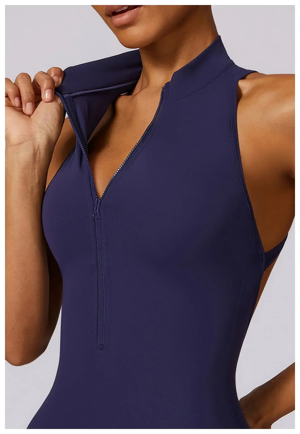 Zip-Front Yoga Jumpsuit - Women's Pilates & Gym Overalls