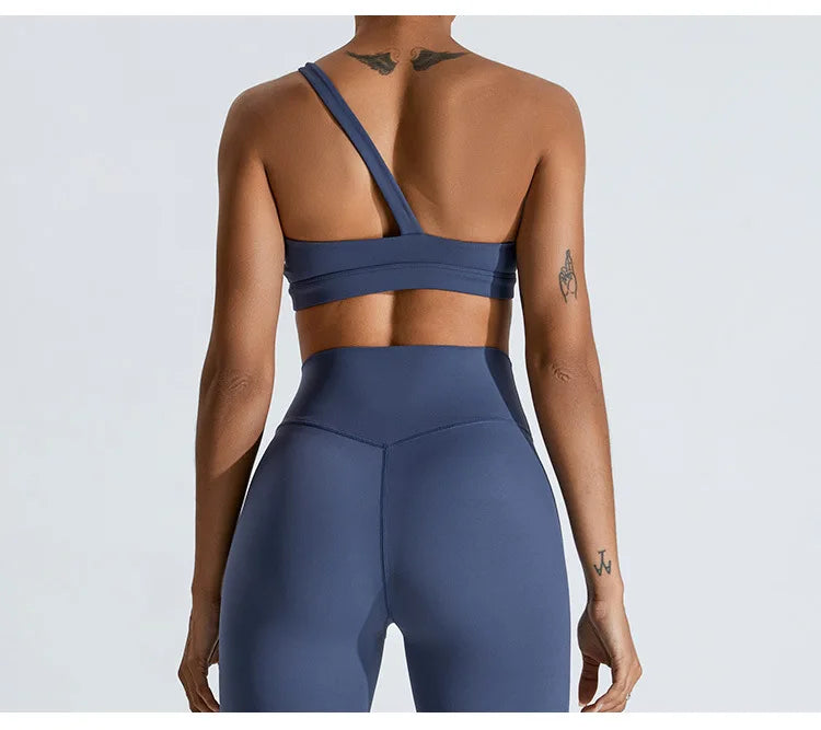One-Shoulder Sports Bra - Women's High-Support Yoga Vest