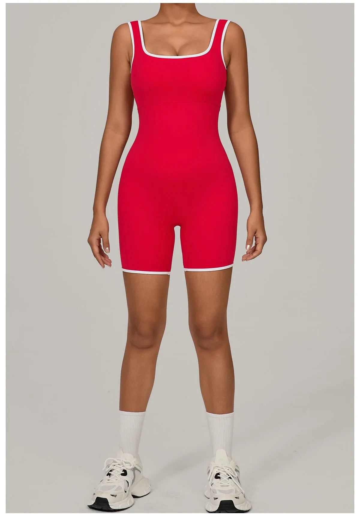 Color-Block Sleeveless Romper - Women's Quick-Dry Yoga Jumpsuit