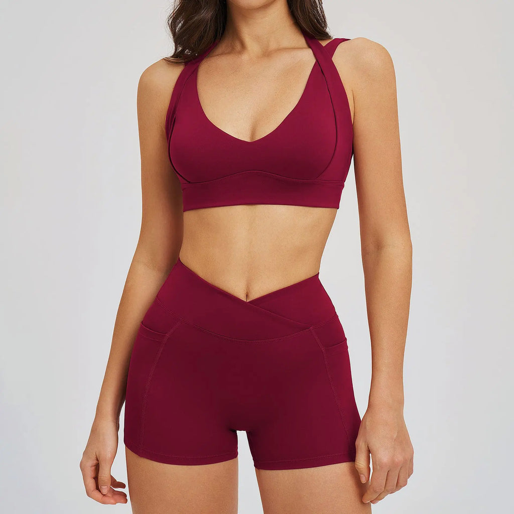 2-Piece Shorts Set - Women's Yoga & Gym Tracksuit